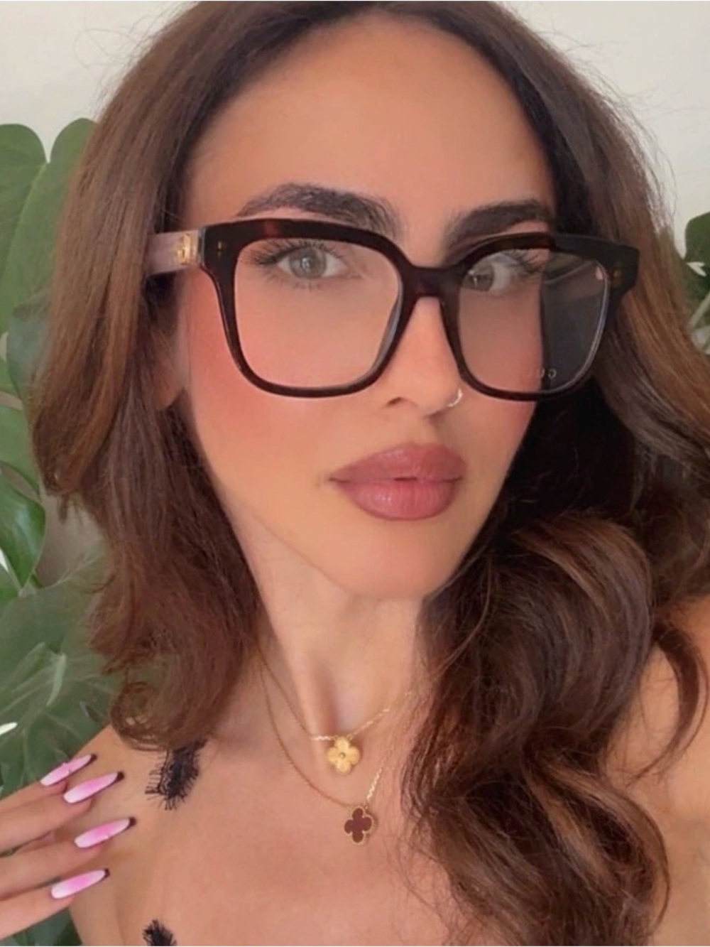 NEW Gucci GG0958O Brown Pink Square Eyeglass Frames
